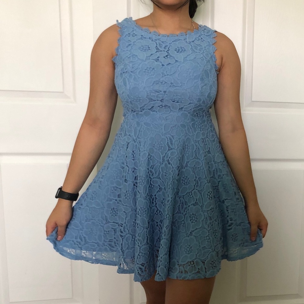 Blue Lace Skater Dress